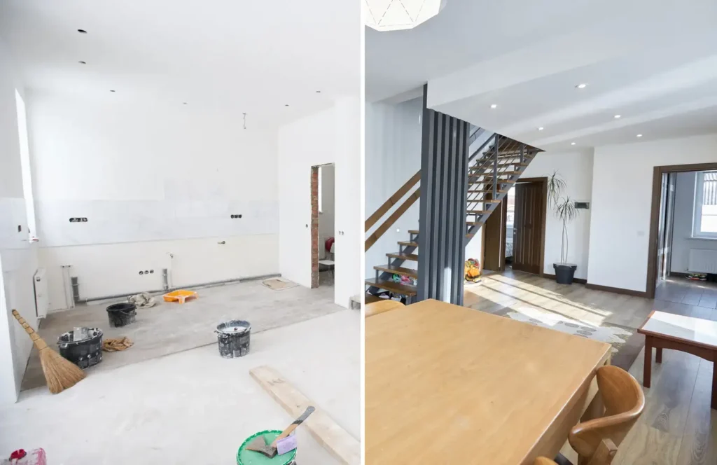 Avant/après d'un appartement en copropriété rénové